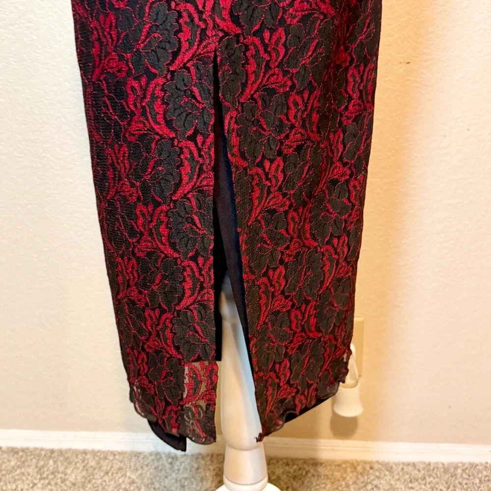 Vintage 90’s Y2K All That Jazz Red & Black Lace Maxi Dress Size Small - Picture 9 of 15